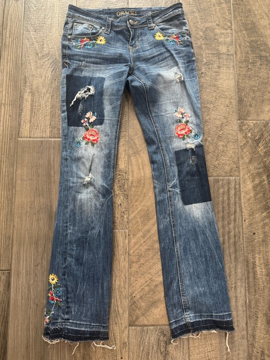 Grace in LA Denim - Embroidered Boot Cut Jeans